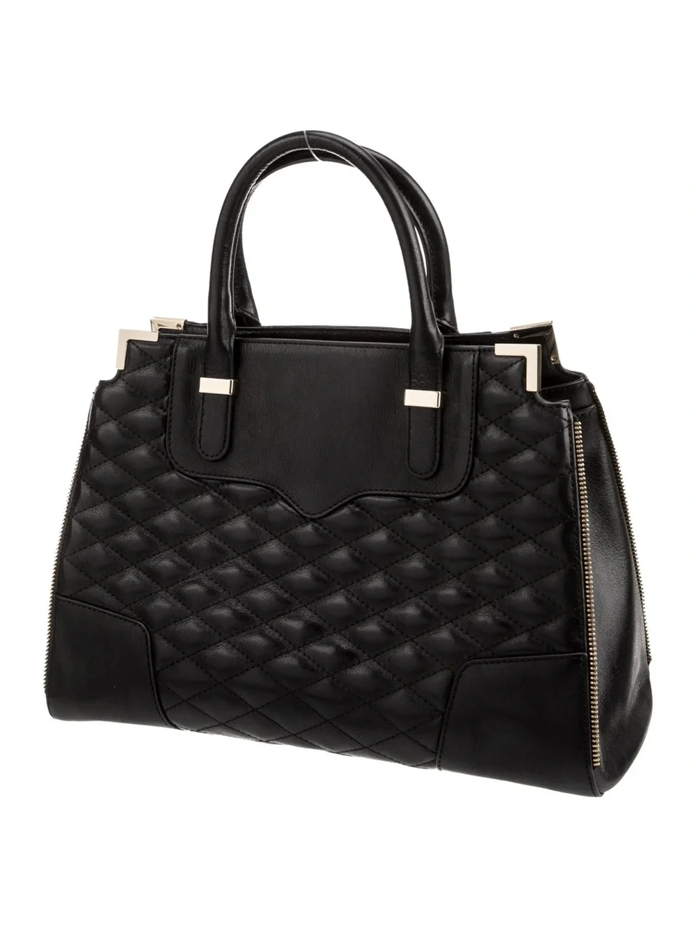 Rebecca Minkoff $345 2015 Amorous Quilted Black Leather Satchel Tote Bag